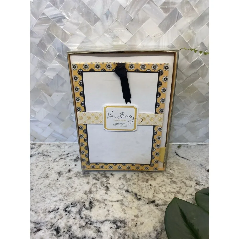 NEW Vera Bradley 12 Yellow‎ Black Bird Invitations Party Classy Writing Designer